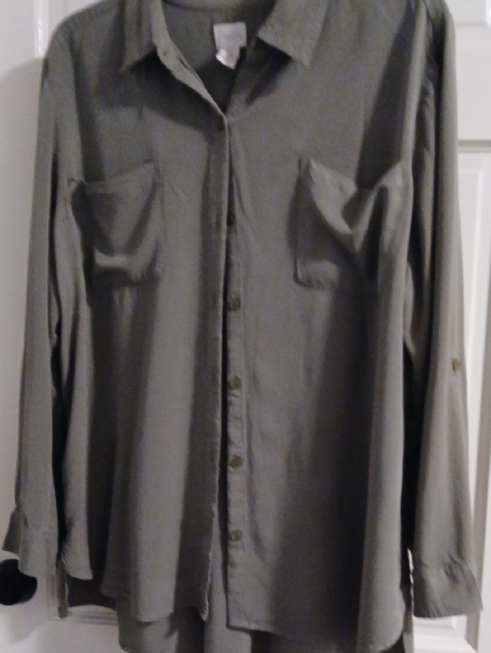 Chico's Button-Down Shirt in Olive Sz 3 (XL)